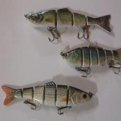 Lot de 3 swimbaits durs mullti-segment pour la p&ecirc;che des carnassiers ( brochet, sandre, perche ... )