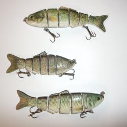 Lot de 3 swimbaits durs mullti-segments pour la p&ecirc;che des carnassiers ( brochet, sandre, perche ...)