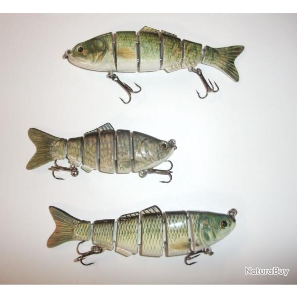 Lot de 3 swimbaits durs mullti-segments pour la p�che des carnassiers ( brochet, sandre, perche ...)