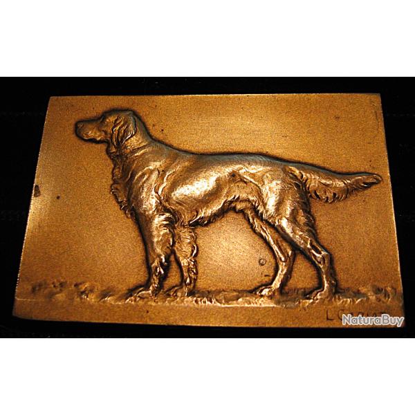 balle plaque de bronze sign�e L.Cariat (1824-1925) "SETTER"  65x44 mm