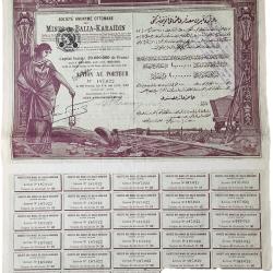 Ottoman Turquie Mines de Balia Karaidin Action 100 Francs 1923 Bon