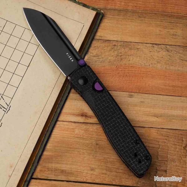 Couteau Kizer Vanguard Renaissance Lame Sheepsfoot Acier N690 Black Manche Micarta Noir KIV3698A1