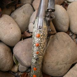 Tr&eacute;s Grand et Rare  Pistolet Alg&eacute;rien Empire Ottoman, r&eacute;gence d'Alger d&eacute;but XIXe .