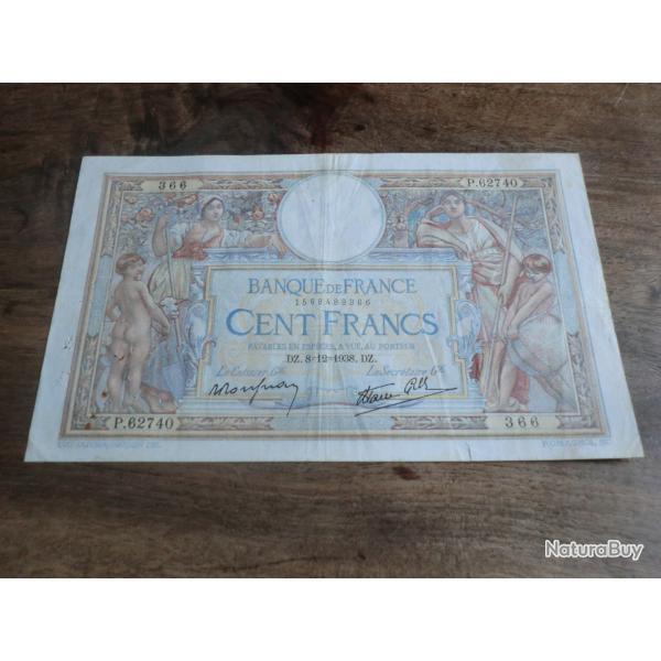 billet 100 francs luc olivier merson  8.12.1938