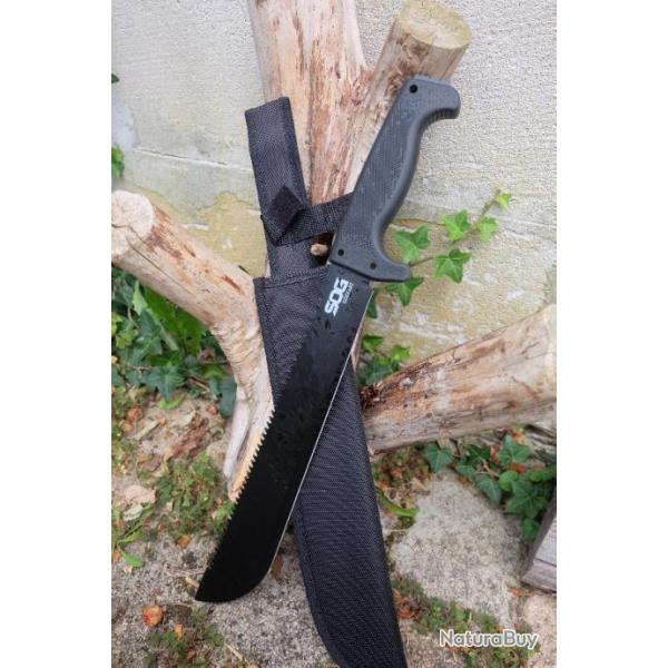 Couteau Bowie Machette SOGFARI Lame Drop Point Acier 3Cr13 Manche ABS Etui Nylon 000