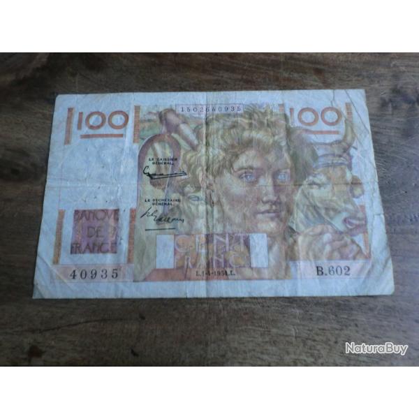 billet 100 francs jeune paysan L. 1.4.1954.L