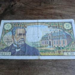 billet 5 francs pasteur  H.7.7.1966.H