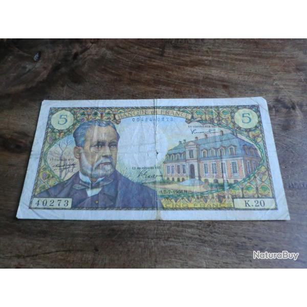billet 5 francs pasteur  H.7.7.1966.H