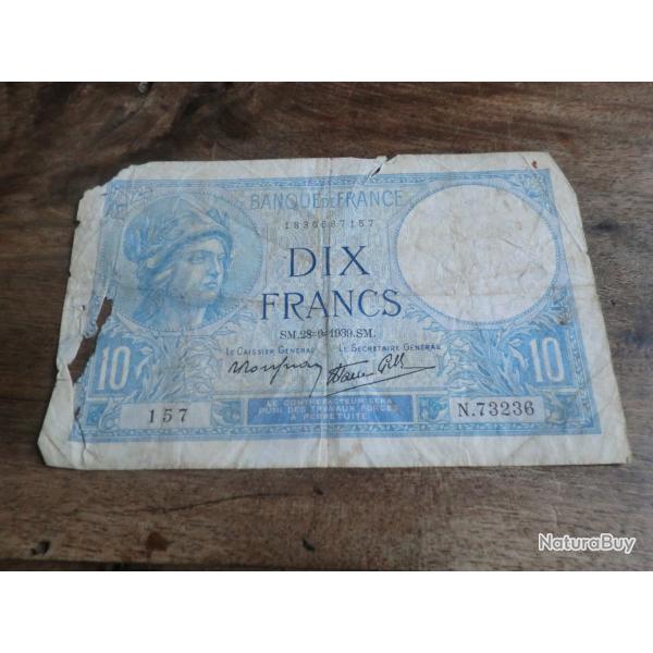 billet 10 francs minerve  SM.28.9.1939.SM