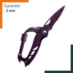 Mousqueton tactique 7 en 1 - Acier inoxydable - Noir - Garantie 2 ans - Livraison rapide et gratuite