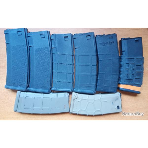 Lot de 8 chargeurs type m4/m16 mid cap et hicap