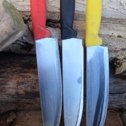 Lot de 3 GROS Couteau de Boucher Abattoir Cuisine Lame Acier Inox 220HC Manche ABS professionnel