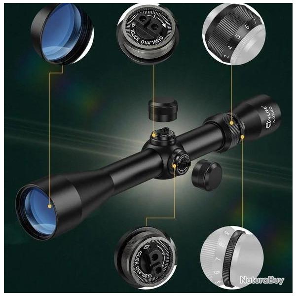 Lunette 3-9x40 Nette, Claire et lumineuse avec montage rail de 20 LIV GRATIS ARMURERIE NEA