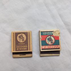 WW2 BELGIQUE LOT DE 2 BO&Iuml;TES D'ALLUMETTES DES SECOURS D'HIVER BELGE 2 MOD&Egrave;LES RARE (39-45)