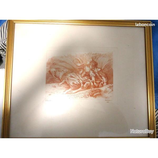 Gravure Berger assis et berg�res - P�qu�gnot d'apr�s Fran�ois ...