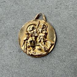 M&eacute;daille religieuse ancienne or 18 carats - Saint Joseph - Bapt&ecirc;me