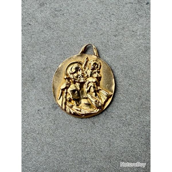 M�daille religieuse ancienne or 18 carats - Saint Joseph - Bapt�me