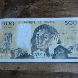 billet 500 francs pascal  H.8.1.1981.H.