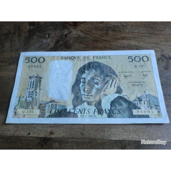 billet 500 francs pascal  H.8.1.1981.H.