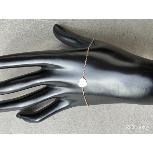 Bracelet enfant or 9 carats - coeur - 16,5 et 18,5 cm