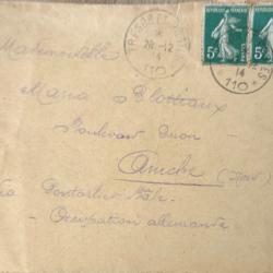Rare Lettre 1914 - Bar-le-Duc - Enveloppe Mention "Occupation Allemande" - Via Suisse