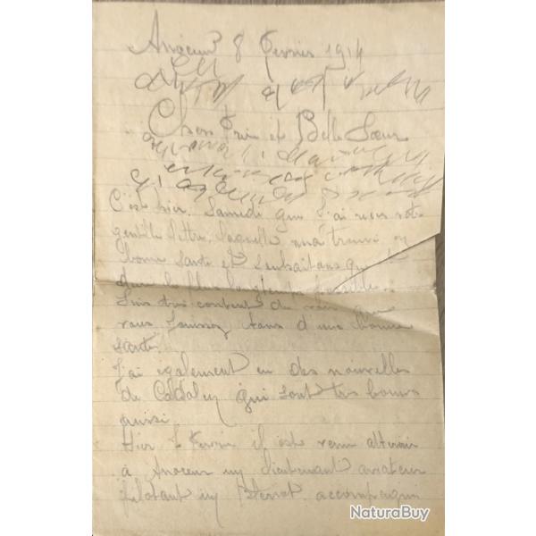 Lettre Historique 1914 (F�vrier) - T�moignage Aviation Pionni�re : Un Bl�riot � Ancenis