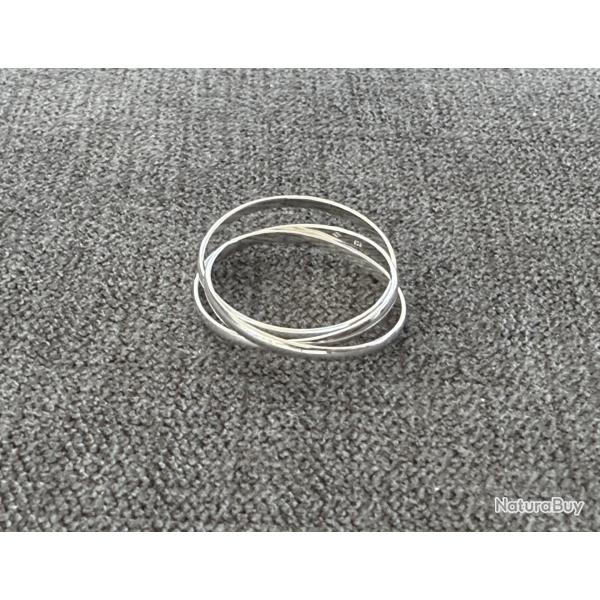 Bague triple anneaux neuve argent - taille 57