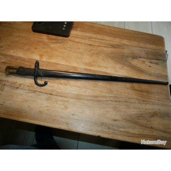 Ba�onnette de GRAS 1874 dat�e 1880 fourreau repeint, dans son jus de d�couverte