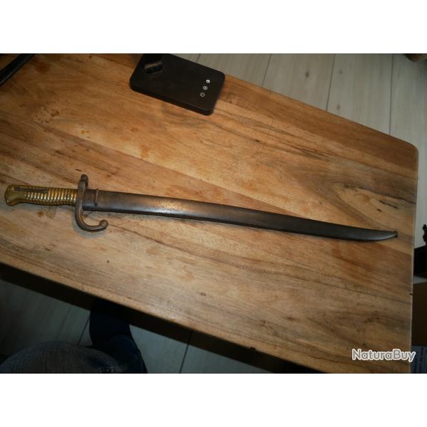 Ba�onnette de CHASSEPOT 1866 sans matricule et sans marquages de lame