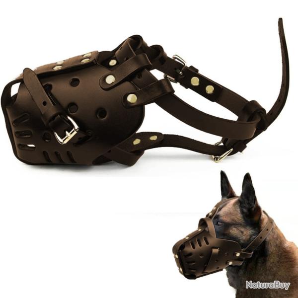 Museli�re Chien Cuir PU Respirante Anti Morsure R�glable Dressage Moyen Confort S�curit� Marron M