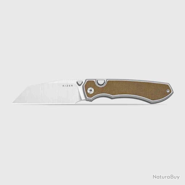 Couteau Kizer Vanguard Wharning Lame Sheepsfoot Acier S45VN Manche Alu/Micarta Liner Lock KI3738A1 -