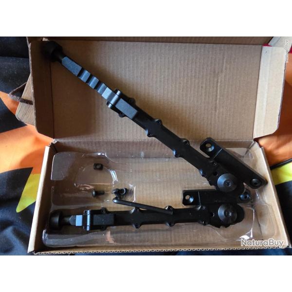 Bi-pieds tactiques design retractable noir