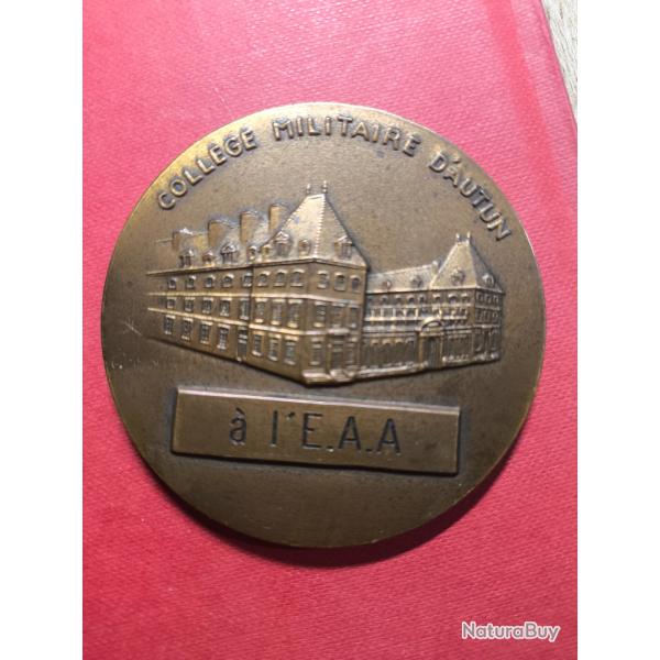[PRESTIGE] M�daille de Table Coll�ge Militaire d'Autun - D�dicace E.A.A Artillerie