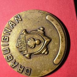 Presse-papier / M&eacute;daille de table - &Eacute;cole de l'Artillerie de Draguignan - Bronze patin&eacute;