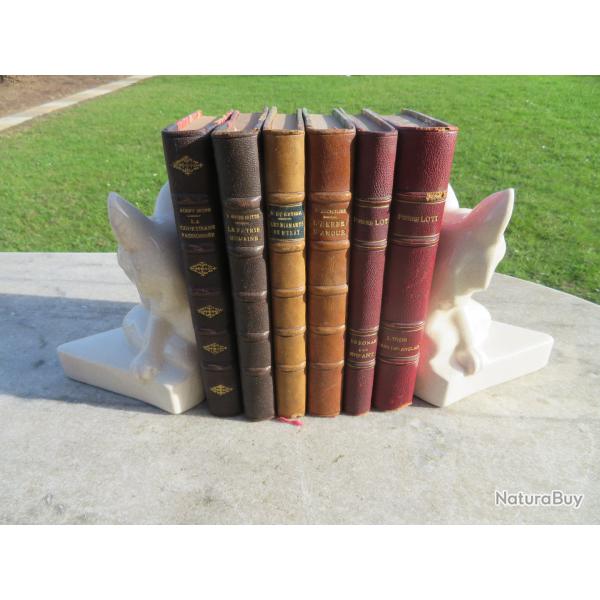 LIVRES ANCIENS - Ensemble de 6 livres anciens avec belle demi reliure en cuir - FRANCE(Vers 1920-30)