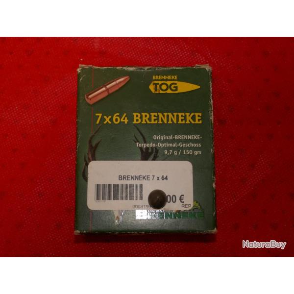 Boite de 10 cartouches de 7X 64 BRENNEKE TOG 150 Grs 9.7G