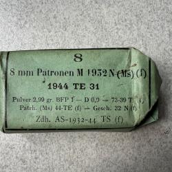 Rare paquet de 8 cartouches 8mm Lebel (fabrication allemande WW2)