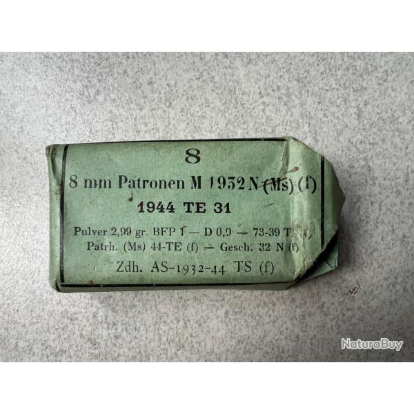 Rare paquet de 8 cartouches 8mm Lebel (fabrication allemande WW2)