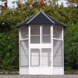 Voli&egrave;re de jardin en bois massif de Pin voli&egrave;re hexagonale avis cielterre-commerce