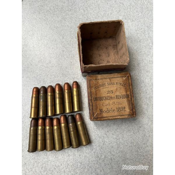 13 cartouches 8.92 avant 1900 avec boite d'�poque