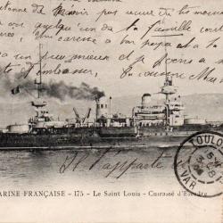 Carte postale ancienne repr&eacute;sentant le cuirass&eacute; d'escadre Le Saint Louis -N&deg;7669