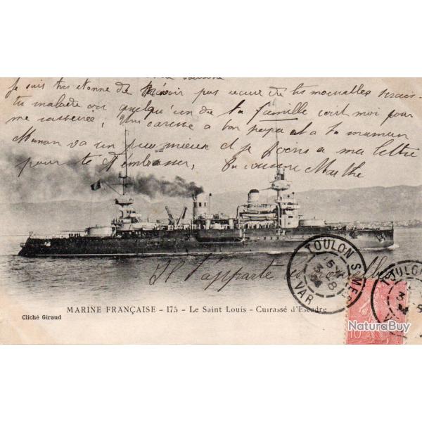 Carte postale ancienne repr�sentant le cuirass� d'escadre Le Saint Louis -N�7669