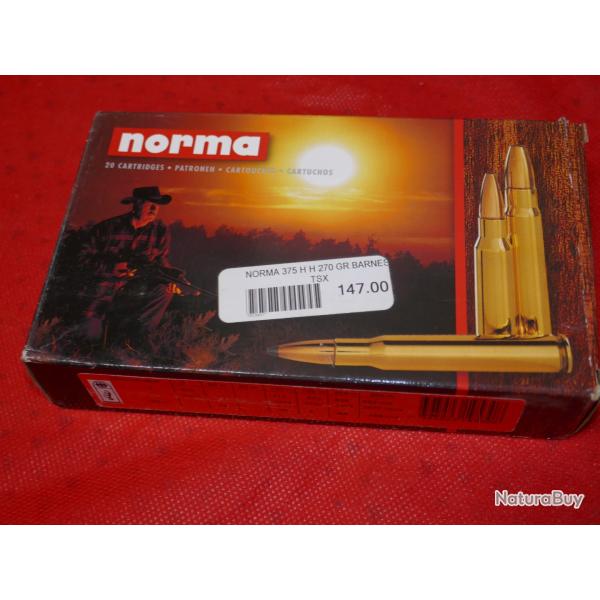 Boite de 20 cartouches NORMA .375 H&H 17.5g/270gr BARNES TSX