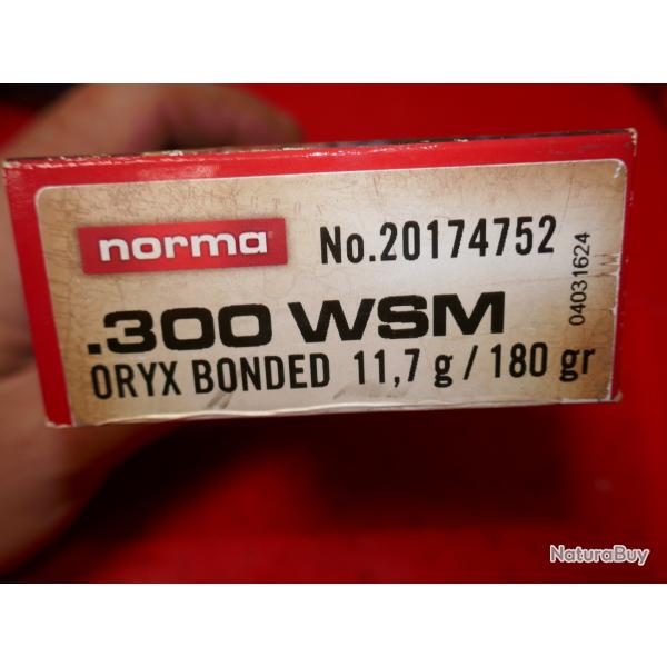 Boite de 20 cartouches NORMA .300 WSM ORYX BONDED 10.7g/180gr