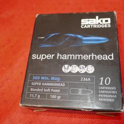 Boite de 10 cartouches SAKO 300 Win Mag SUPER HAMMERHEAD 11.7g / 180 gr