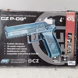Pistolet a plombs ASG CZ P-09 cal.4,5mm 3,7j manque chargeur