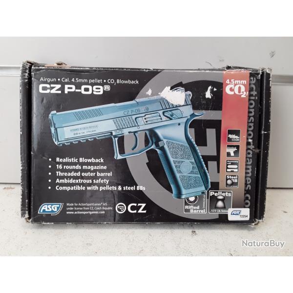 Pistolet a plombs ASG CZ P-09 cal.4,5mm 3,7j manque chargeur