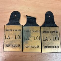 Lot de 3 plaquettes la Loi pour garde chasse