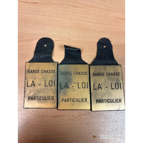Lot de 3 plaquettes la Loi pour garde chasse
