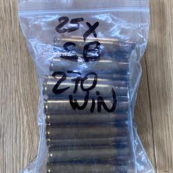 Lot de 25 douilles ou &eacute;tuis calibre 270 Winchester